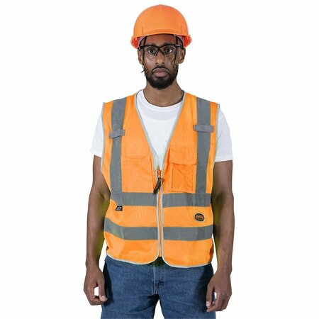 Pioneer Tricot Safety Vest, Orange, 5XL, 2 Stripe V1025150U-5XL